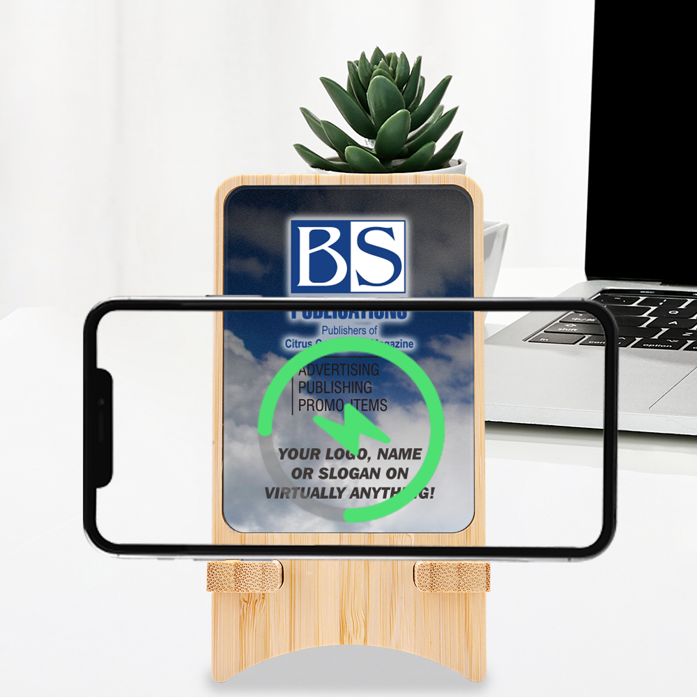 Full color Light-up Bamboo Wireless Charger Stand 4