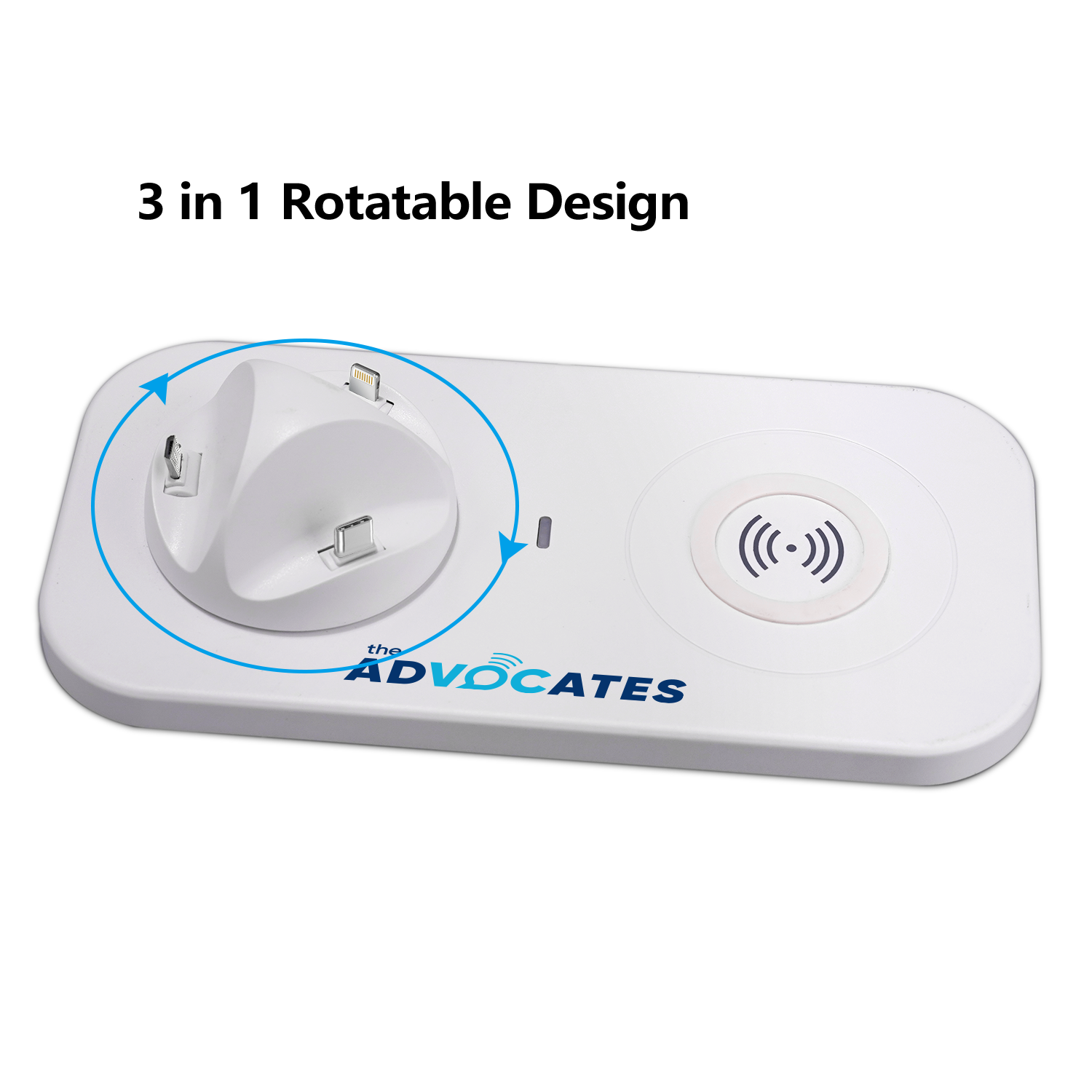 USB to 3 in 1 mobile phone charging station with wireless charger