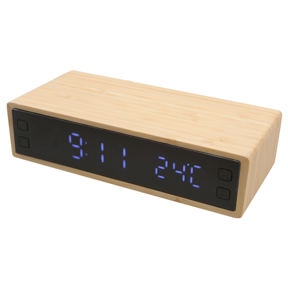 Cornell Bamboo Wireless Charging Desk Clock - WSC158 | SunJoy Group, Inc.